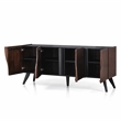 Bowery Hill Solid Wood Sculpted Server with Doors in Walnut Finish