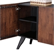 Bowery Hill Solid Wood Sculpted Server with Doors in Walnut Finish