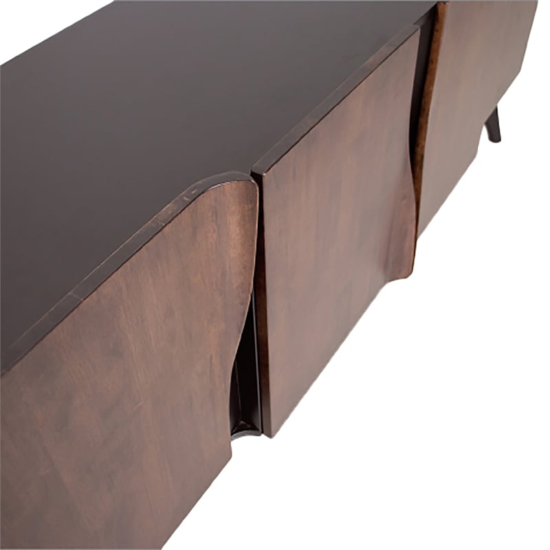 Bowery Hill Solid Wood Sculpted Server with Doors in Walnut Finish