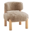 Bowery Hill Fur-Like Fabric Accent Chair in Light Brown
