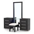 Bowery Hill 2-Piece Modern Wooden Vanity Set with Stool in Black
