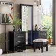 Bowery Hill 2-Piece Modern Wooden Vanity Set with Stool in Black