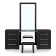 Bowery Hill 2-Piece Modern Wooden Vanity Set with Stool in Black