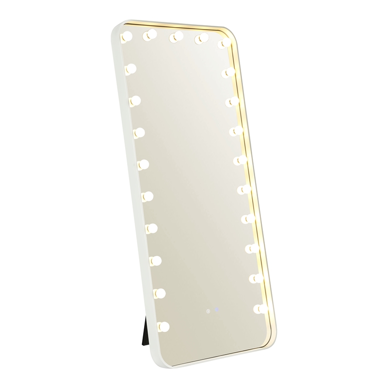 Bowery Hill Metal Bluetooth LED Standing Mirror in White