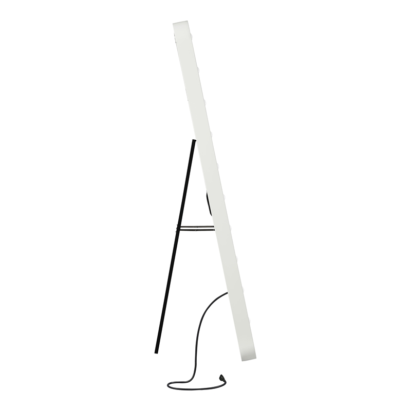 Bowery Hill Metal Bluetooth LED Standing Mirror in White