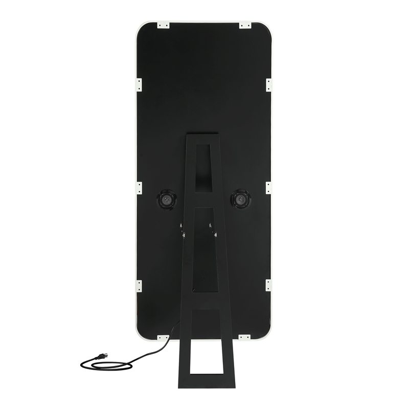 Bowery Hill Metal Bluetooth LED Standing Mirror in White