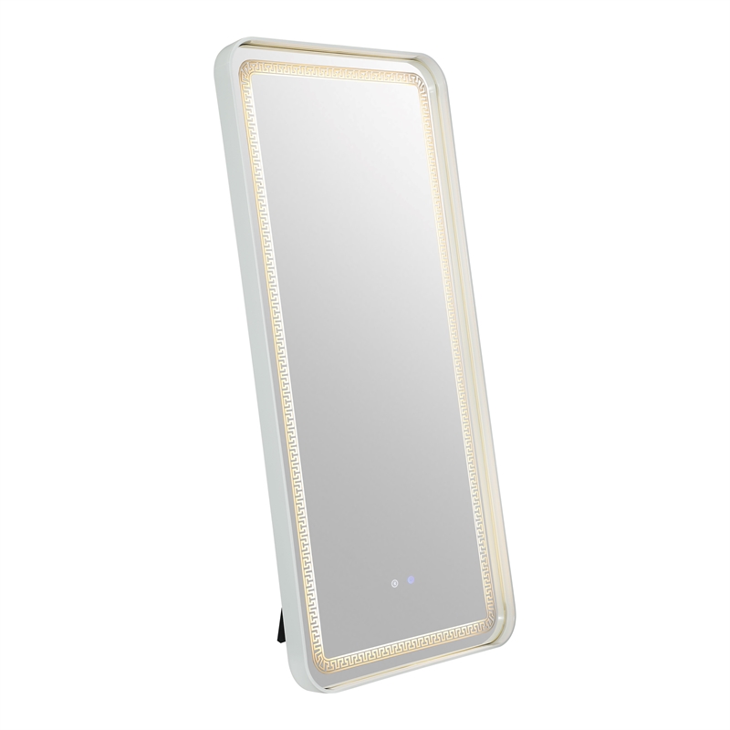 Bowery Hill Metal Bluetooth LED Lights Standing Mirror in White