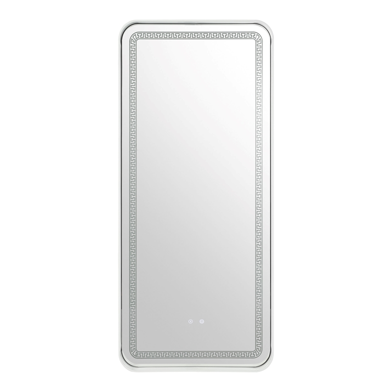 Bowery Hill Metal Bluetooth LED Lights Standing Mirror in White