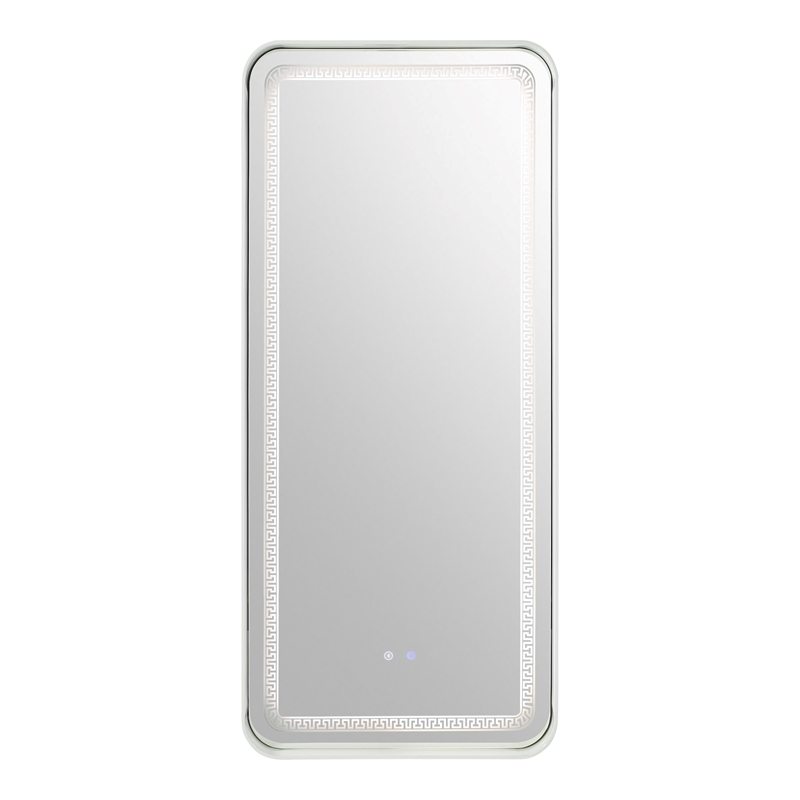 Bowery Hill Metal Bluetooth LED Lights Standing Mirror in White