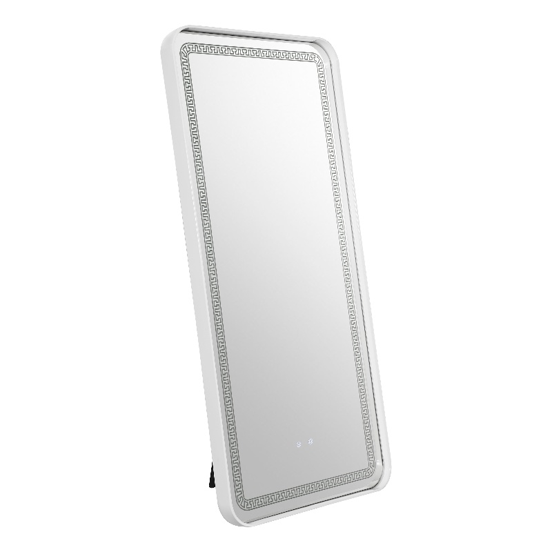 Bowery Hill Metal Bluetooth LED Lights Standing Mirror in White