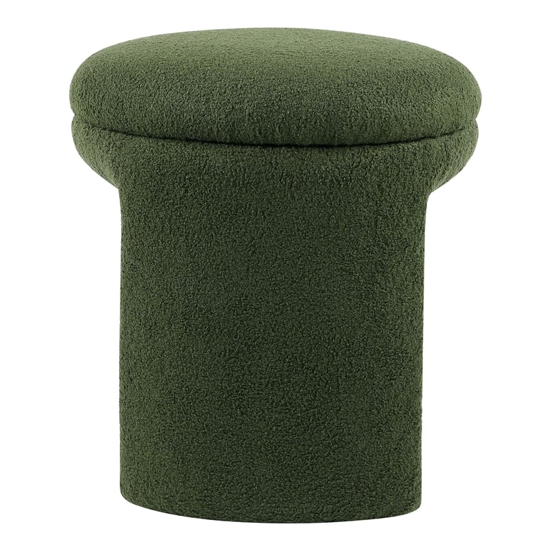 Bowery Hill Fabric Upholstered U-Shaped Shearling Stool in Green
