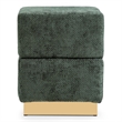 Bowery Hill Chenille Square Cube Storage Stool with Gold Base in Green