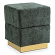Bowery Hill Chenille Square Cube Storage Stool with Gold Base in Green