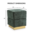 Bowery Hill Chenille Square Cube Storage Stool with Gold Base in Green