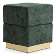 Bowery Hill Chenille Square Cube Storage Stool with Gold Base in Green