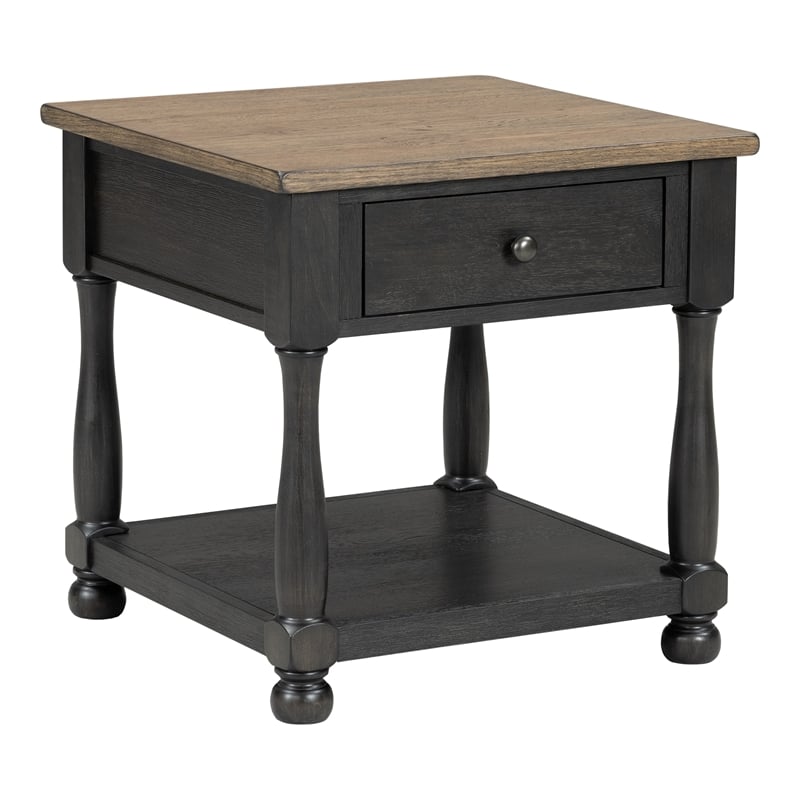 Bowery Hill Wood Storage Coffee Table Set in Weathered Black/Brown