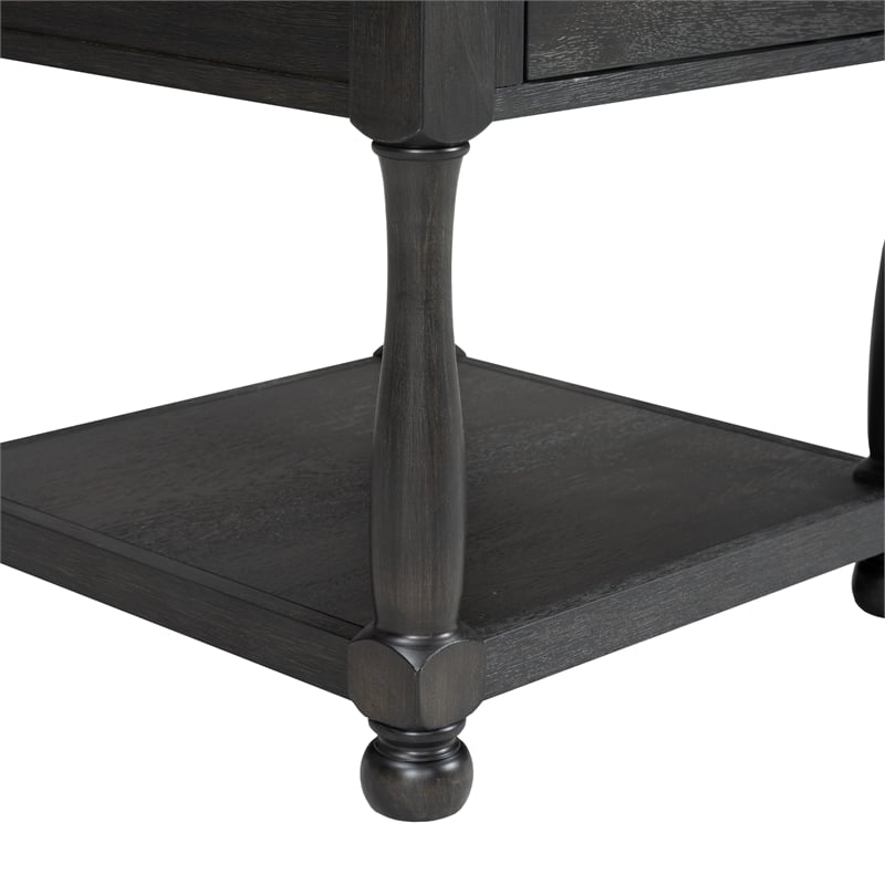 Bowery Hill Wood Storage Coffee Table Set in Weathered Black/Brown
