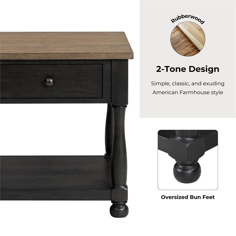 Bowery Hill Wood Storage Coffee Table Set in Weathered Black/Brown