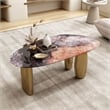 Bowery Hill Stone Top and Stainless Steel Coffee Table in Gray