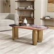 Bowery Hill Stone Top and Stainless Steel Coffee Table in Gray