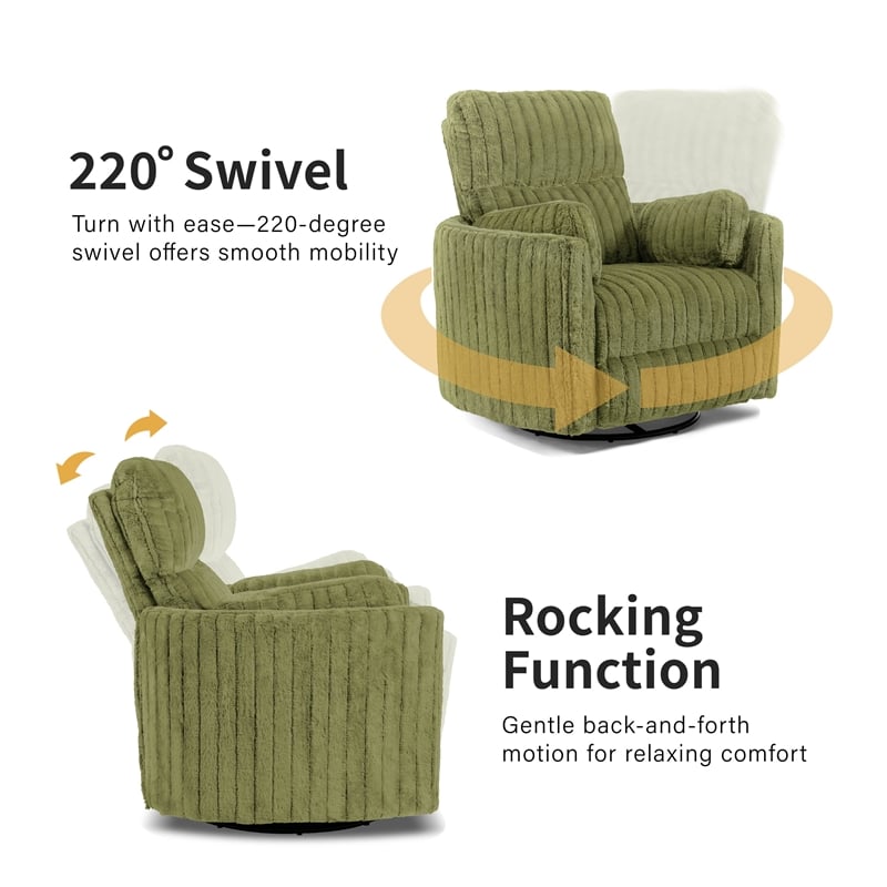 Bowery Hill Fabric Power Recliner Glider with Swivel Function in Olive Green