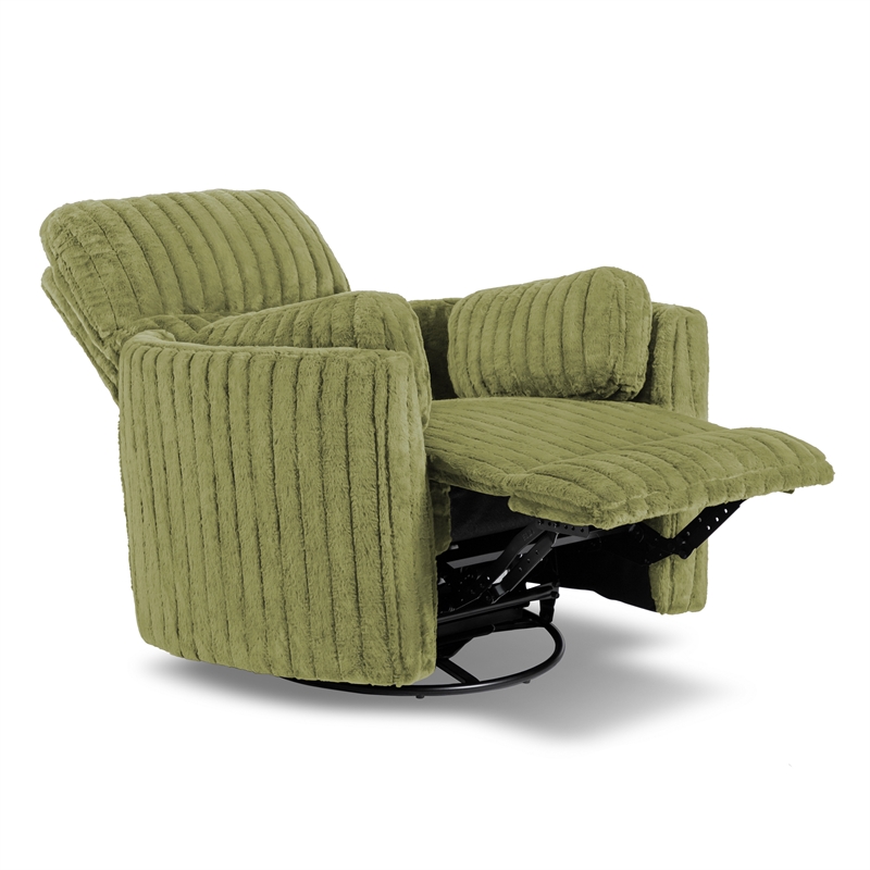 Bowery Hill Fabric Power Recliner Glider with Swivel Function in Olive Green