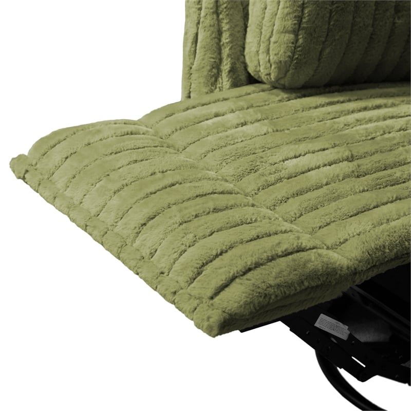 Bowery Hill Fabric Power Recliner Glider with Swivel Function in Olive Green
