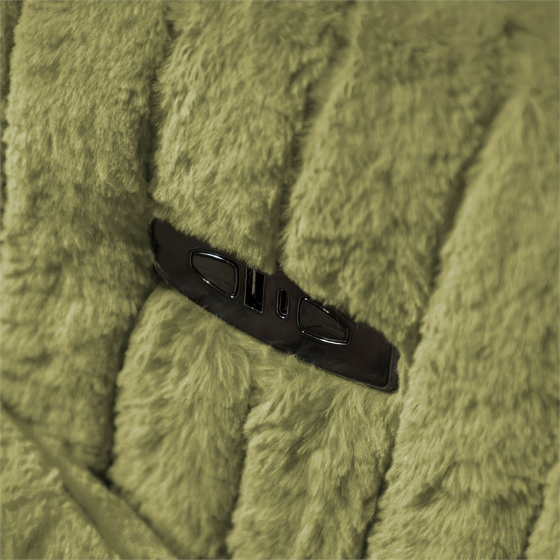 Bowery Hill Fabric Power Recliner Glider with Swivel Function in Olive Green