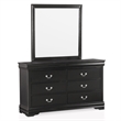 Bowery Hill 6-Drawer Transitional Wood Dresser with Mirror in Black