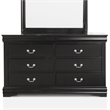 Bowery Hill 6-Drawer Transitional Wood Dresser with Mirror in Black