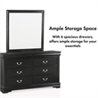 Bowery Hill 6-Drawer Transitional Wood Dresser with Mirror in Black