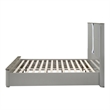 Bowery Hill Queen Platform Bed with LED Panel in Light Gray Rubberwood