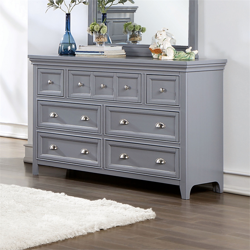 Bowery Hill Transitional Gray Wood 7-Drawer Dresser with Care Kit