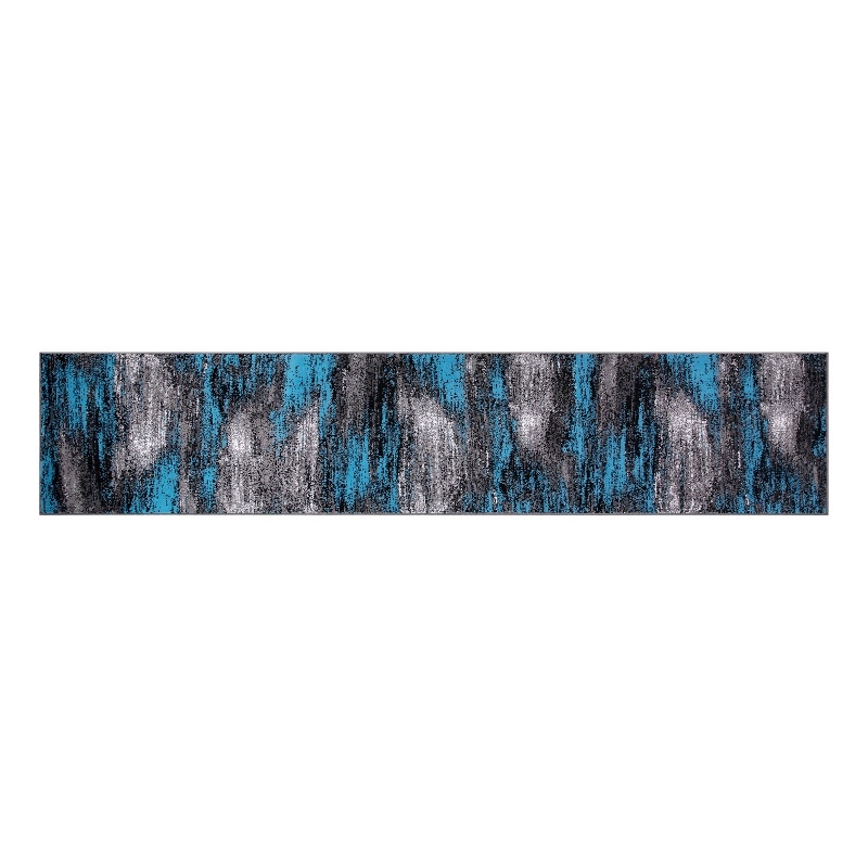Bowery Hill 24x120 in Fabric Abstract Design Area Rug in Blue and Gray