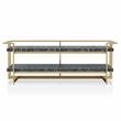 Bowery Hill 2-Piece Metal Coffee Table Set in Gold Finish with Black Tops