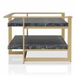 Bowery Hill 2-Piece Metal Coffee Table Set in Gold Finish with Black Tops