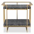 Bowery Hill 2-Piece Metal Coffee Table Set in Gold Finish with Black Tops