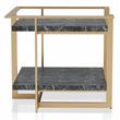 Bowery Hill 2-Piece Metal Coffee Table Set in Gold Finish with Black Tops
