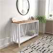 Bowery Hill Engineered Wood Console Table in White Wash/Warm Oak
