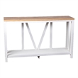 Bowery Hill Engineered Wood Console Table in White Wash/Warm Oak