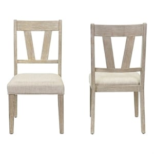 Bowery Hill Set of 2 Modern Farmhouse Dining Chairs in Light Brown