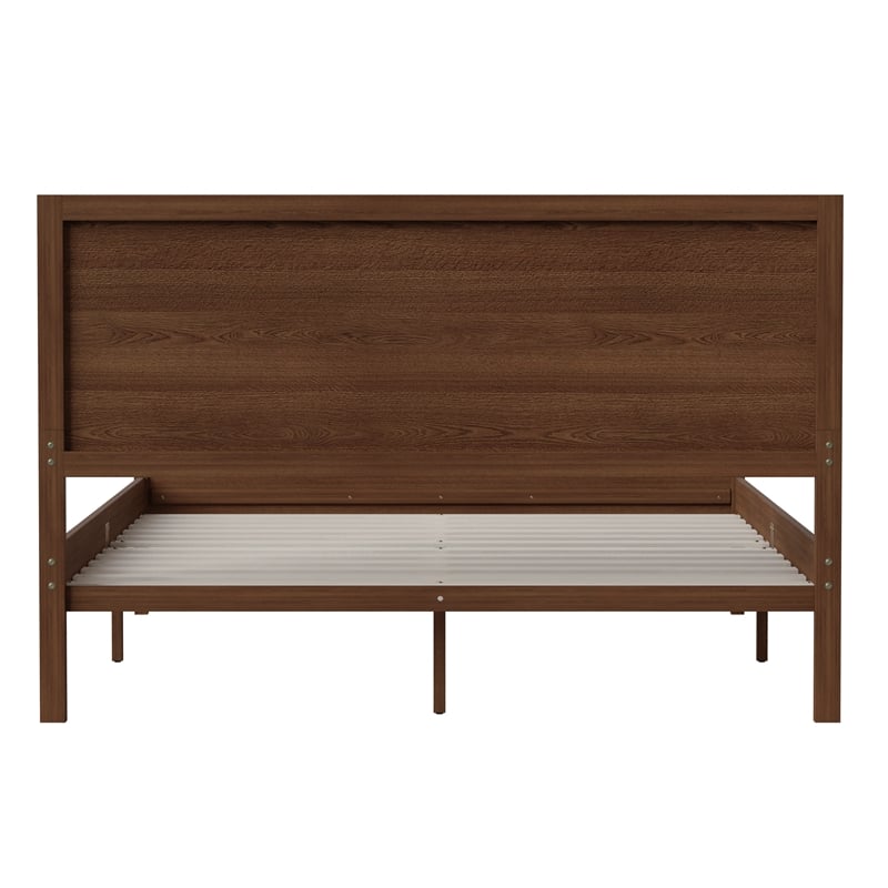 Bowery Hill Solid Wood Queen Platform Bed in Brown Finish