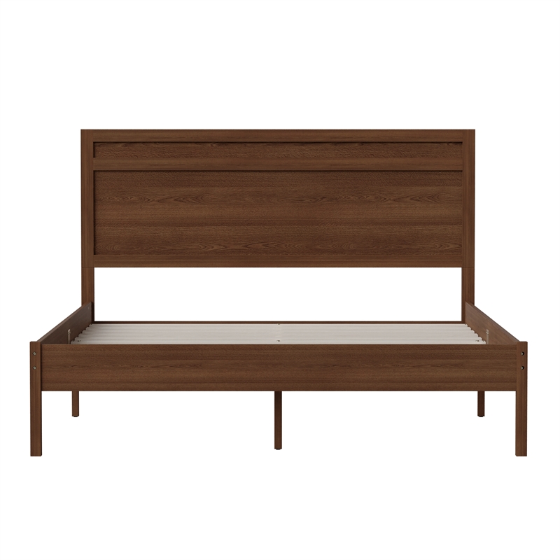 Bowery Hill Solid Wood Queen Platform Bed in Brown Finish