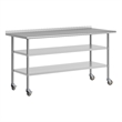 Bowery Hill Stainless Steel Work Table with Backsplash and Undershelves 30x72