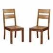 Bowery Hill Rustic Wood Dining Chair in Dark Oak (Set of 2)