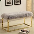 Bowery Hill Contemporary Fabric Padded Bench with Gold Frame in Gray