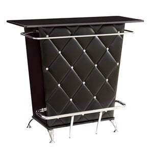 Bowery Hill Contemporary Tufted Faux Leather Bar Table in Black