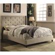 Bowery Hill Transitional Wingback King Bed in Gray Upholstered Fabric