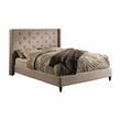 Bowery Hill Transitional Wingback King Bed in Gray Upholstered Fabric