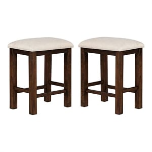 Bowery Hill Rustic Wood Counter Stools with Padded Seats in Oak (Set of 2)